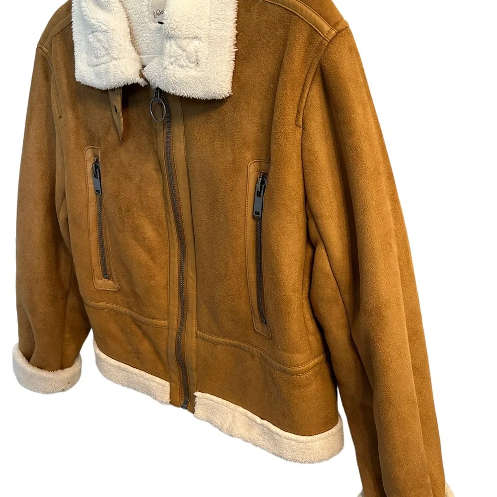 Universal Threads Bomber Faux Suede & Sherpa Moto Jacket. Size Medium. - Picture 3 of 12